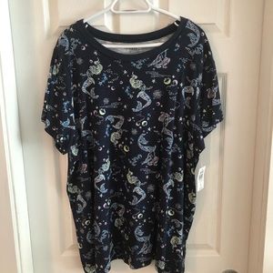 Torrid Classic Fit Dark Blue T-Shirt w Mermaids Size 3